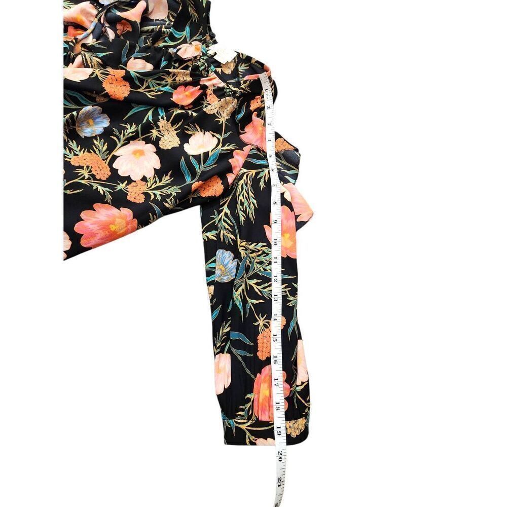 kate spade new york Blossom-Print Cold-Shoulder Top Black Floral Flowers XXS - Picture 5 of 10